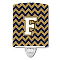 Carolines Treasures Carolines Treasures CJ1057-FCNL Letter F Chevron Navy Blue & Gold Ceramic Night Light CJ1057-FCNL